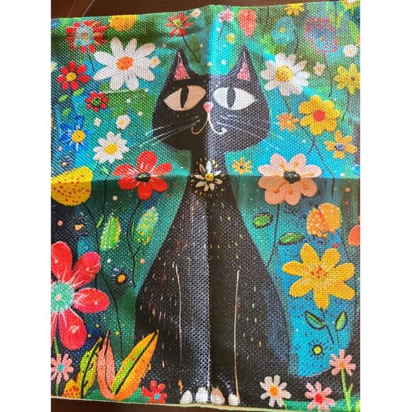 Black Cat Decorative Throw Pillow Cover Case Floral Decor Sofa Couch Accent 20" - Picture 6 of 9